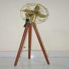 Antique Handmade Floor Fan Royal Navy Fan With Brown Wooden Stand