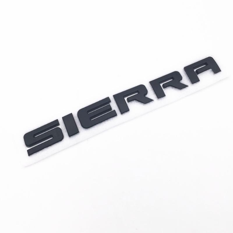 1 Pcs Black / Silver 3D Sierra Badge Nameplate Letter Door Rear Tailgate Emblem Decal Car Sticker for Sierra 1500 2500HD 3500 HD