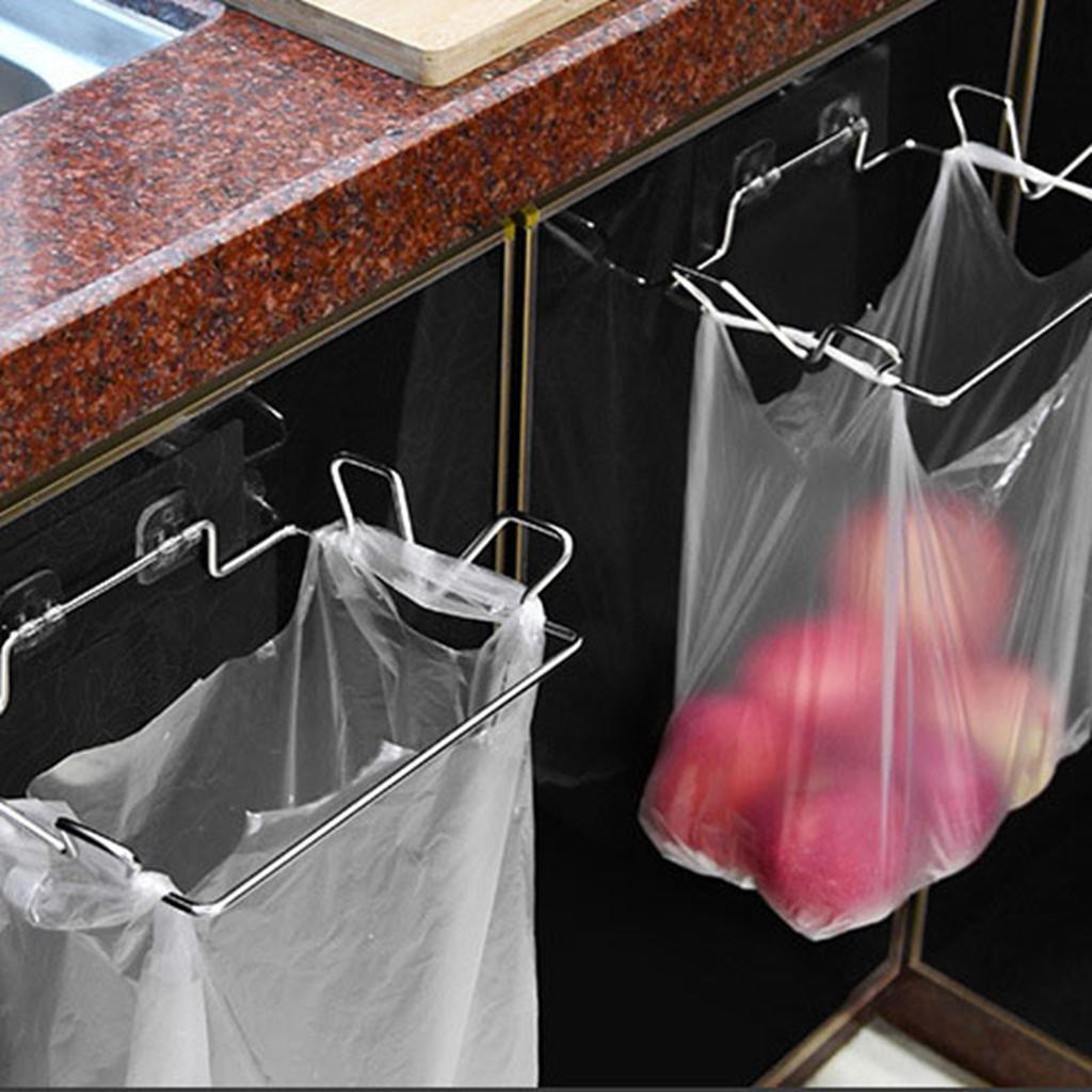 Подвесная стойка для хранения мусорных мешков Многофункциональная вешалка для мусорных мешков из нержавеющей стали