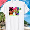 MTV Beach Island Logo Retro Graphic Cotton T-shirt M-T-V Sunset Palm Tree Print Top Unisex Graphic T Shirts