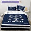 3PC Custom Name Nautical Anchor Bedding Set Duvet Cover Closure Includes 1 Duvet Cover & 2 Pillowcases for Bedroom