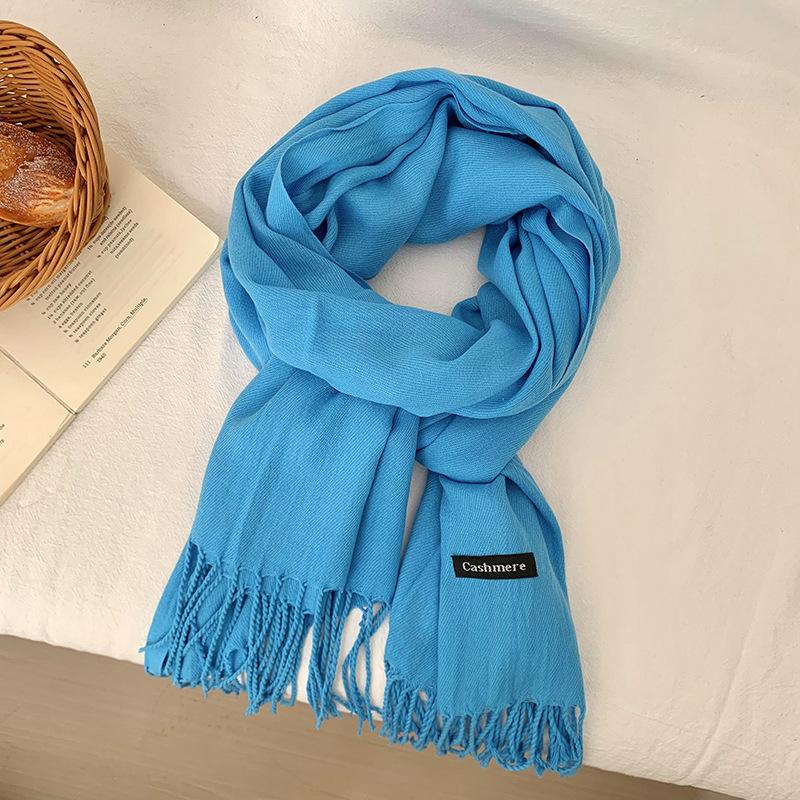 Scarf Women's Winter High-end Sense New Imitation Cashmere Solid Color Versatile Warm Fringed Shawl Scarf