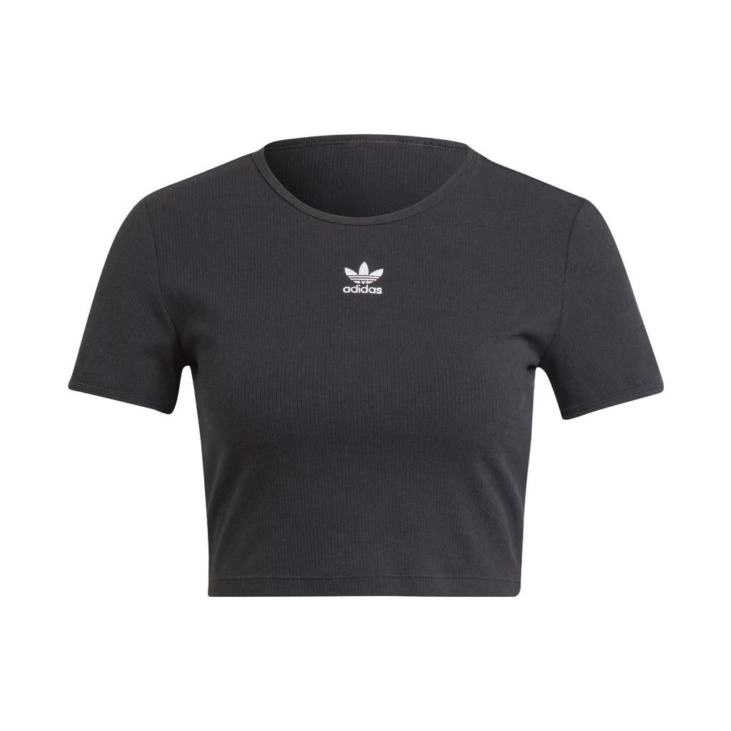 Adidas Originals Essentials Rib Tee With Trefoil Logo Women Tops Black II8057