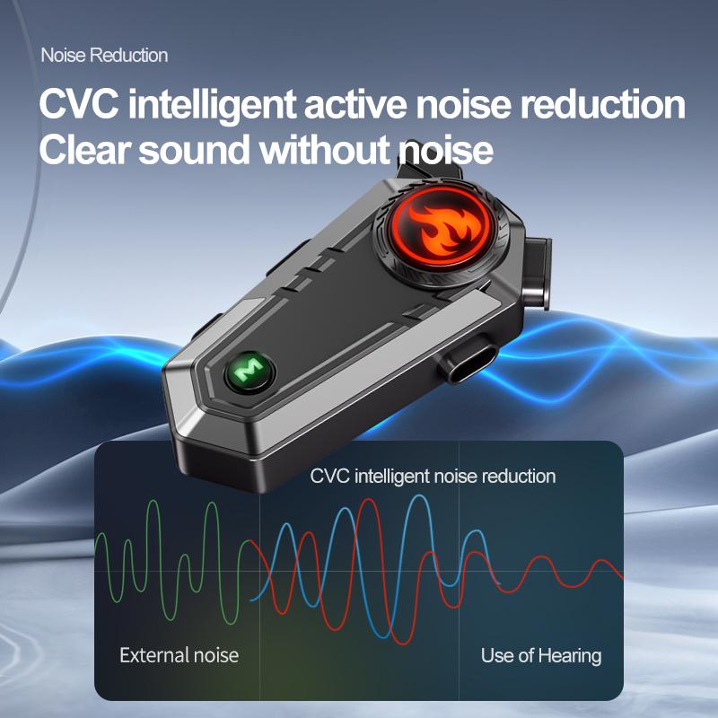 KEBIDUMEI Motorcycle Helmet Intercom Headset for 2 Rider 500M Interphone Bluetooth 5.3 Waterproof Wireless Speaker Earphone