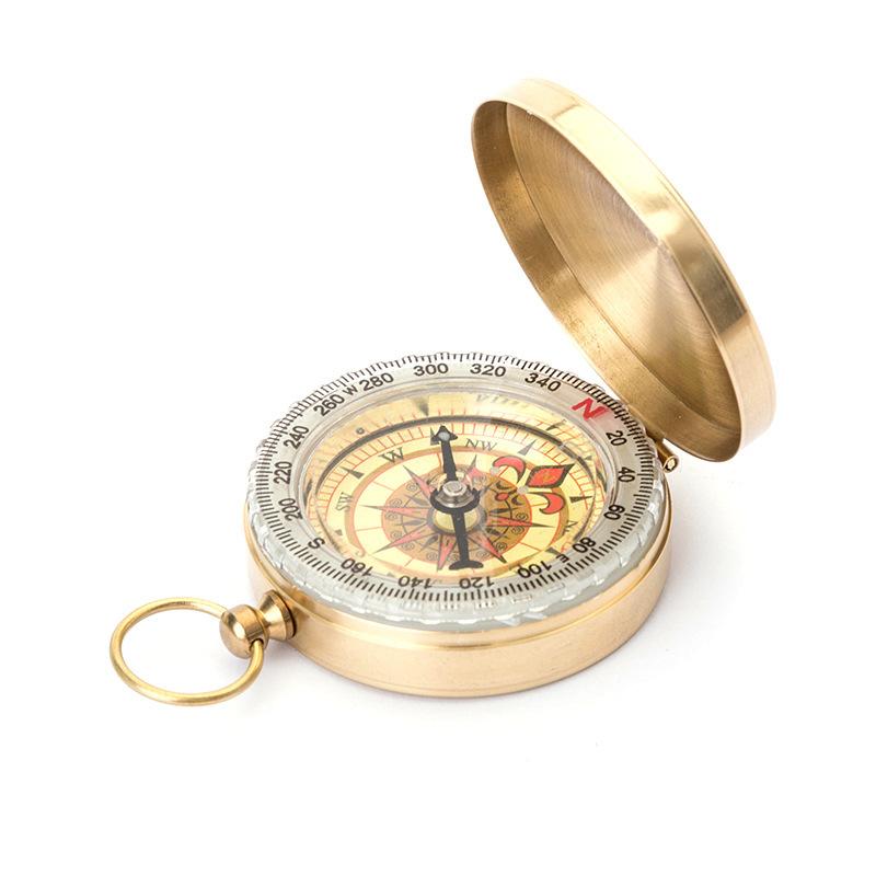 Engravable Handmade Nautical Antique Copper Compass Navigation Pocket Screw Compass Waterproof Noctilucent for Kids Camping
