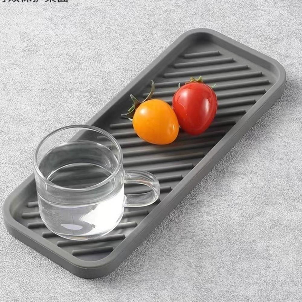 Non-Slip Silicone Drain Tray Simple Draining Pad Shower Soap Holder Sink Organizer Kitchen