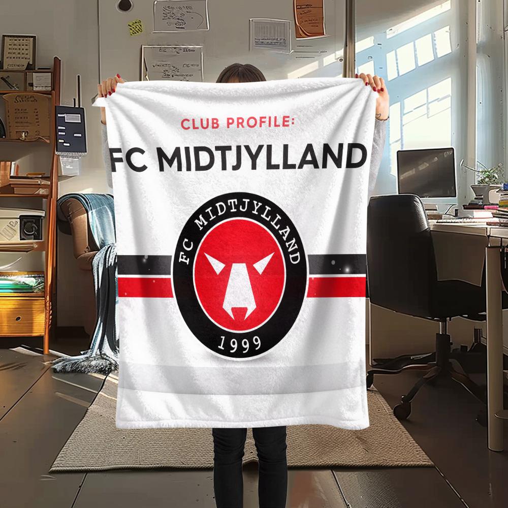FC Midtjylland Print Flannel Blanket, High quality Comfortable for All Seasons, Home Decor, Warmth and Comfort