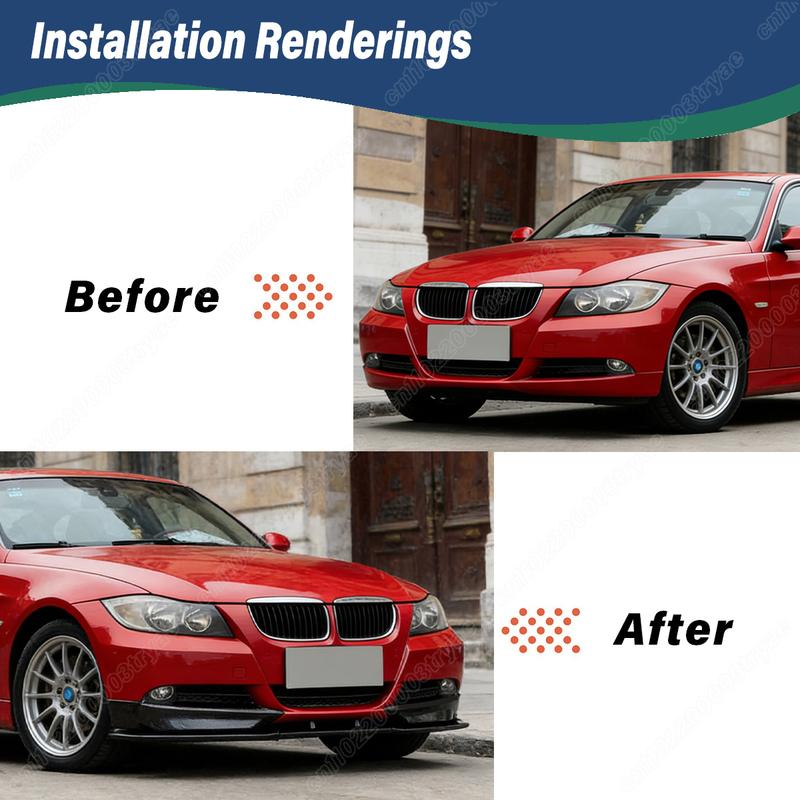 For BMW 3 Series E90 E91 Pre-facelift 320i 330i 2005 2006 2007 2008 Car Front Bumper Splitter Spoiler Lip Body Modification Kit