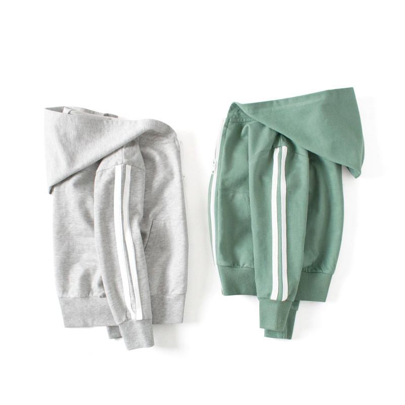 Childrens Spring Autumn Hooded Jacket With Cotton Fabric And Striped Design For Boys And Girls