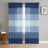 Navy Blue Gradient Stripe Sheer Curtains for Living Room Decoration Window Curtains for Kitchen Tulle Voile Organza Curtains