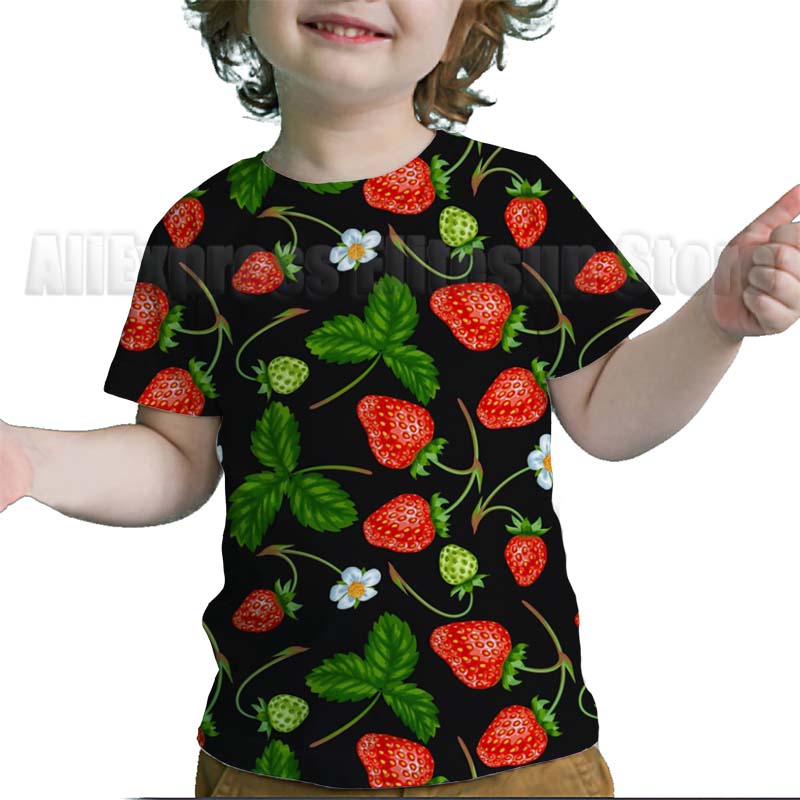 Toddler 3D Funny Fruits Printed T Shirts Baby Boys Girls Kids Tee Tops Summer Children Avocado Strawberry Lemon Apple T-shirts