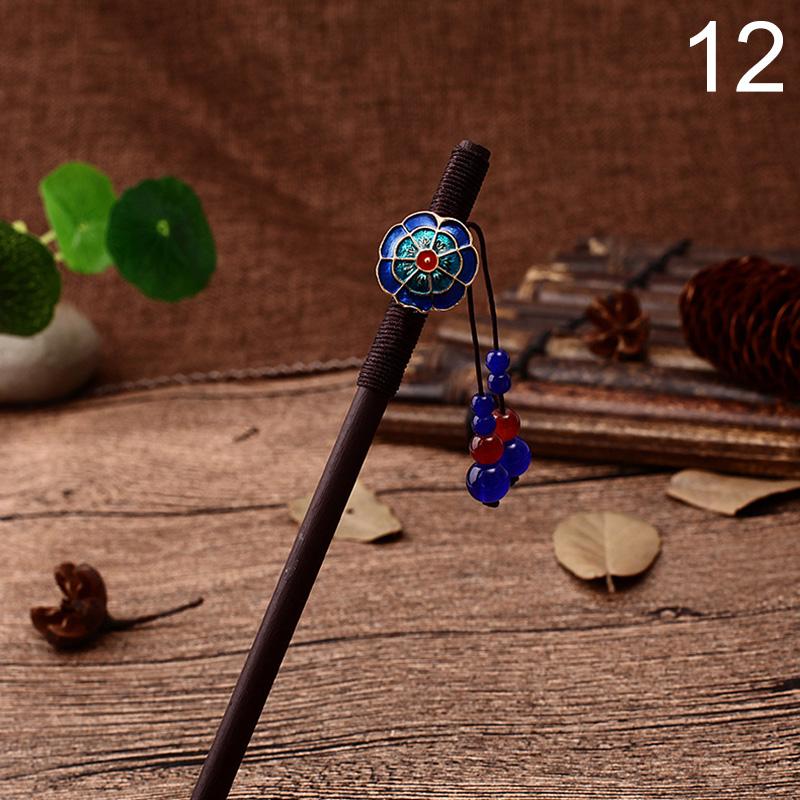 Новые Роскошные Заколки для Волос с Цветами Ручной Работы, Винтажные Деревянные Китайские Заколки-Шпильки для Волос для Женщин, Украшения для Волос, Головные Украшения