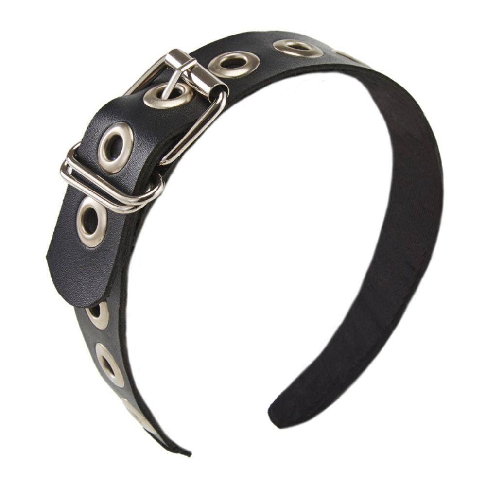 Gothic Style PU Leather Headband Leather Buckle Steampunk Headpiece Headwear Steampunk Cosplay