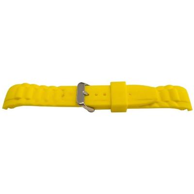 Bracelet Montre - MY-MONTRE - Silicone Courbé Jaune - 17mm (14mm) - Boucle Acier Inoxydable - Mixte