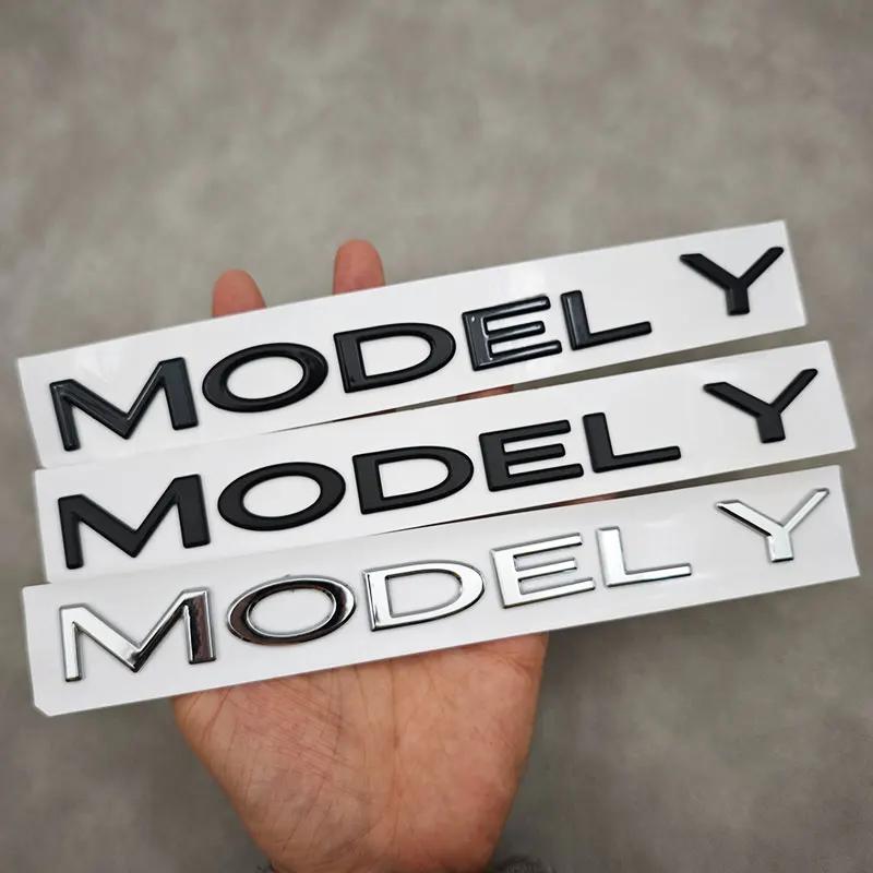 1PCS ABS Black Model 3 Letters Logo Car Rear Trunk Badge Sticker For Tesla Model X S 3 Y Auto Decal Accessories