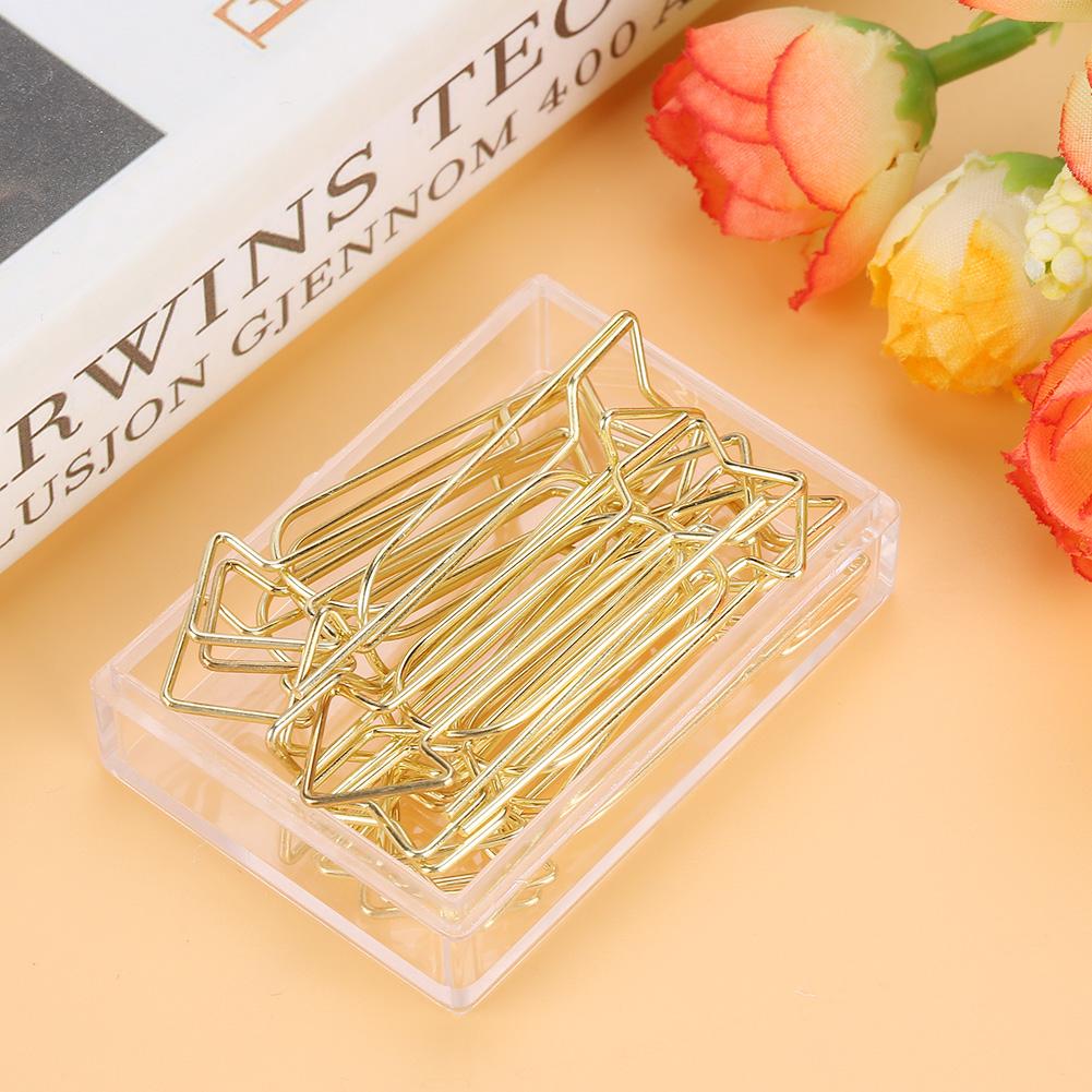 12pcs Gold Electroplating Metal Arrow Shaped Paper Clip Funny Stationery Bookmark Marking Clip
