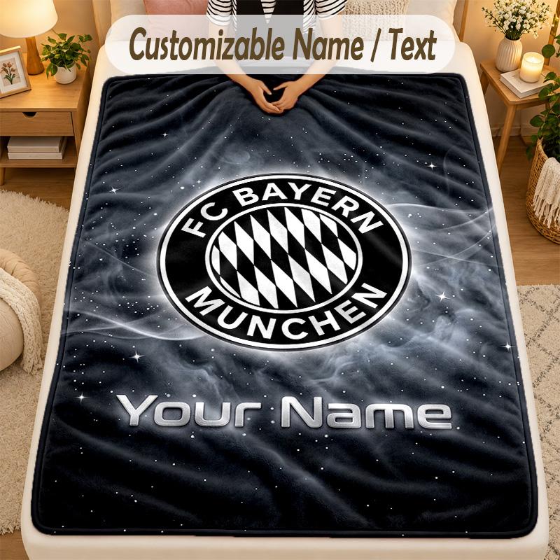 Flannel BlanketBayern Munich Custom Name Text Personalized Soft Warm Throw Blanket Home Decor Gift