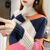 Half High Neck Sweater for Women's New Style Loose Fit Short Plush and Thickened Knitting Base Coat Autumn and Winter
