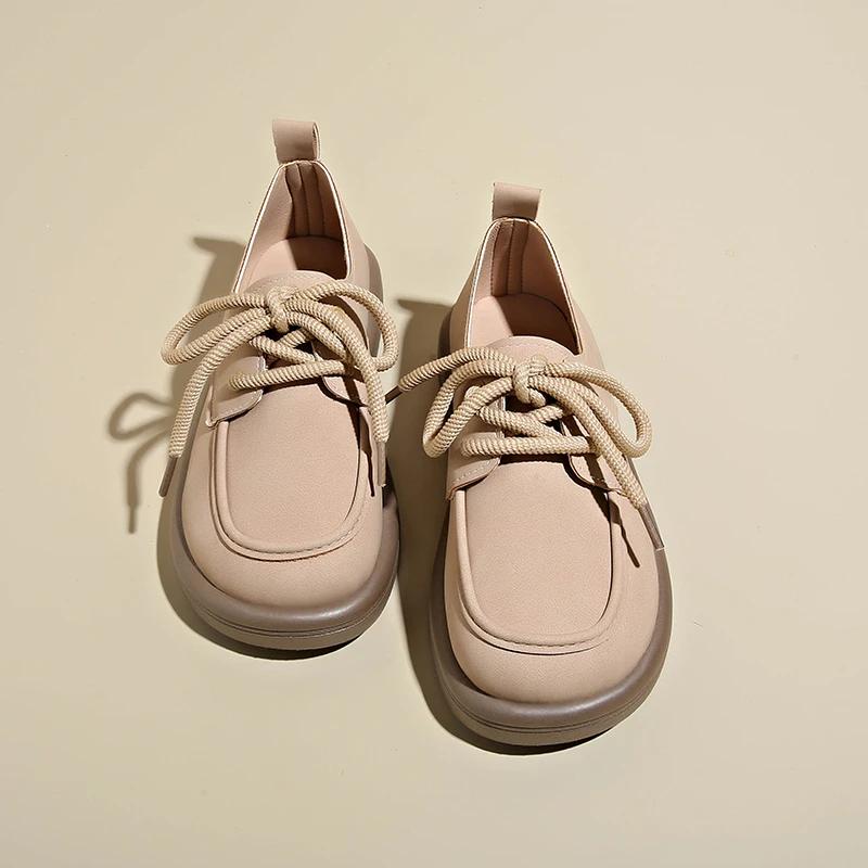 Удобные и элегантные женские туфли на плоской подошве, обувь на платформе, женские лоферы в британском стиле, с круглым носком, повседневные кроссовки, осенние, в стиле ретро