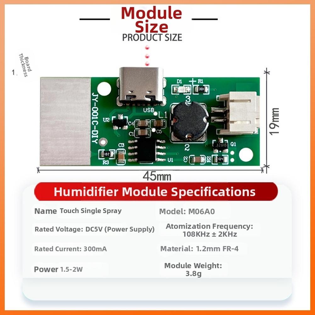 2pcs Compact Humidifier Modules with Touch Control and 5V USB Compatibility for Integration into Portable Systems