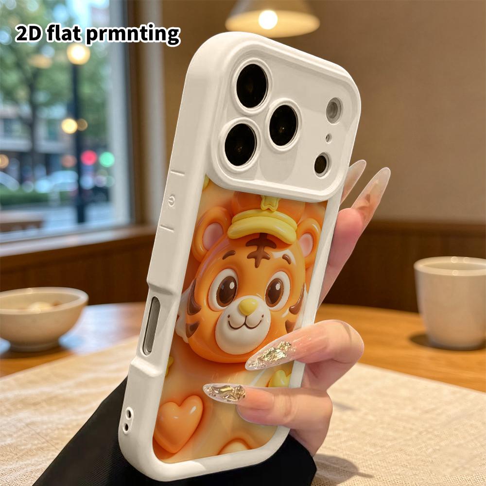 Phone case: 2D flat design suitable for iPhone 18 17 16 15 14 13 Pro protective case, cartoon little tiger, perfect Christmas and Halloween holiday gi