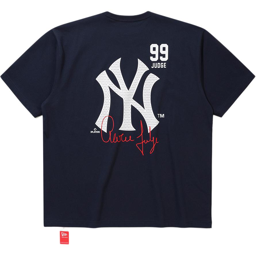 New Era × MLB Нью-Йорк Янкиз Однотонная Свободная Футболка с Логотипом, Круглым Вырезом и Коротким Рукавом, Унисекс Топы 15147523
