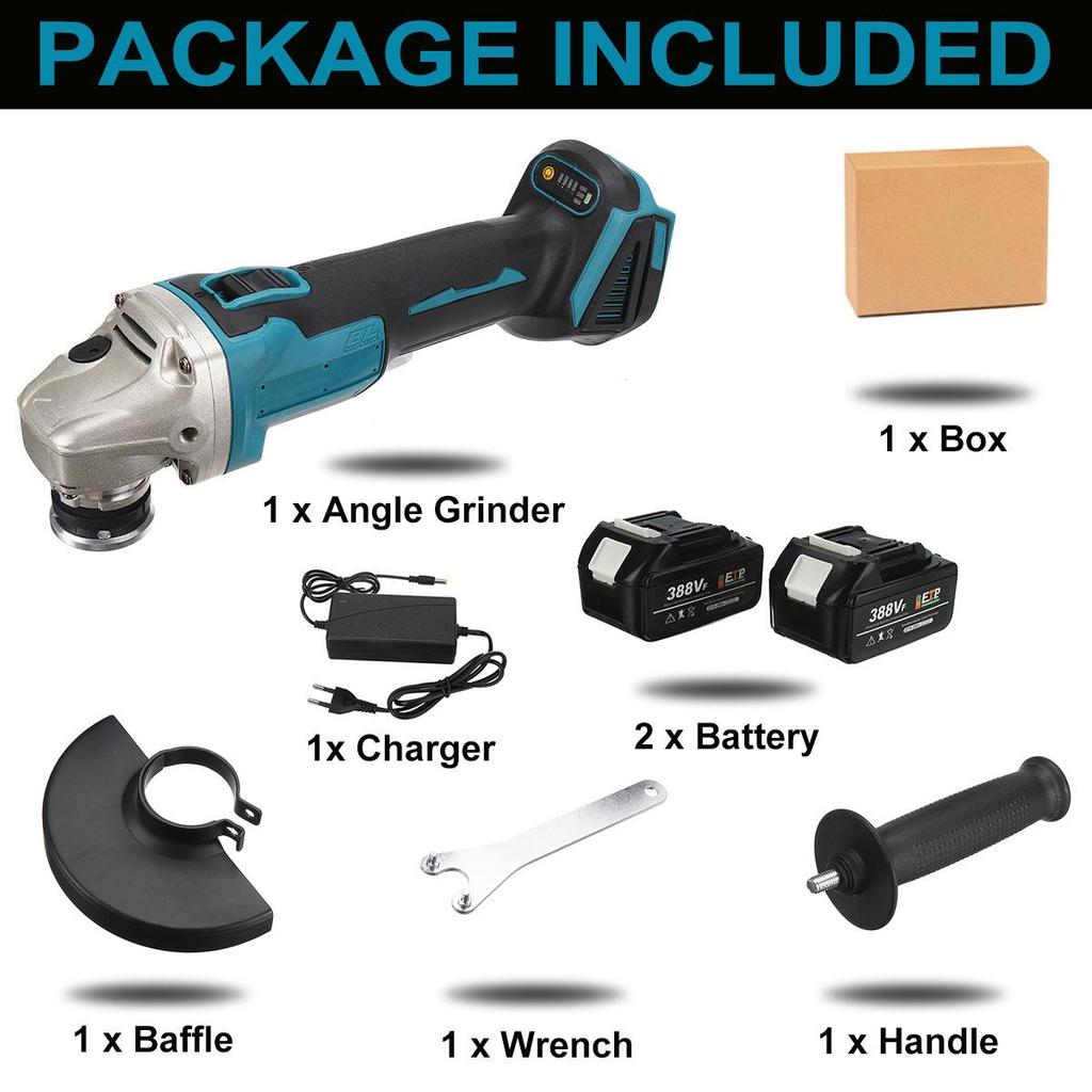 125 В аккумуляторная бесщеточная литиевая угловая шлифовальная машина и полировальная машина с прочным пластиковым корпусом