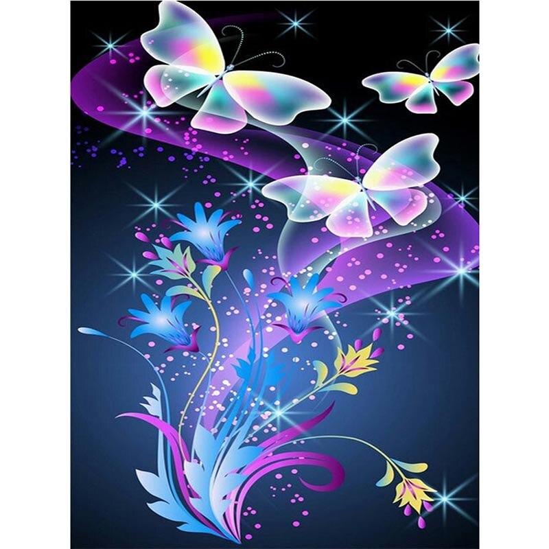Butterfly DIY 5D Diamond Painting Full Round Rhinestone Animal Mosaic Diamond Embroidery Flowers Cross Stitch Home Decor