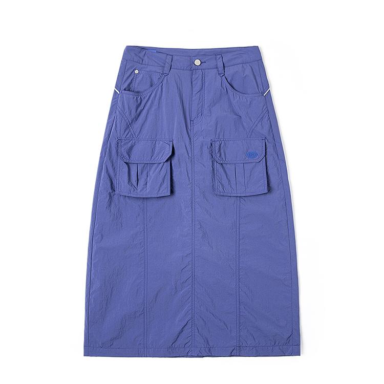Lee SS25 Дизайн с разрезом сзади Однотонная юбка-карго Женские юбки Синий Фиолетовый LWB009215207724A07961