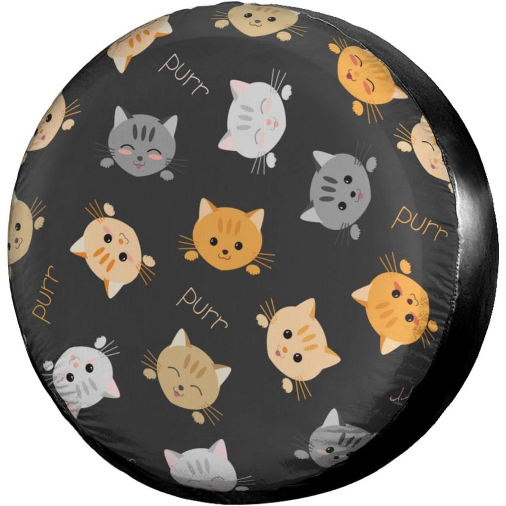 1pc Cats Spare Tire Cover, Wheel Tire Cover Dust-Proof Tire Protectors- For Trailer Rv Van SUV Truck Camper And Many Vehicle 14