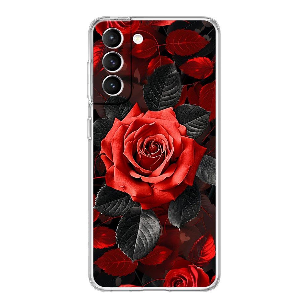 Чехол для телефона Samsung Galaxy S24 Plus S23 S22 S21 S20 FE Ultra 5G S10 S10E S9, прозрачный силиконовый чехол, красивые цветы красной розы