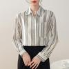 2025 Женские блузки Рубашки Весна Длинный рукав Женская блузка Рубашка Отложной воротник Полосатая блузка Рубашка Женские топы J916