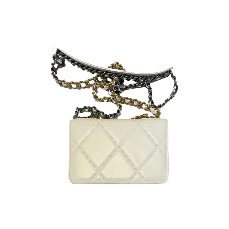 CHANEL 19BagWOC Sheepskin Chain Bag, Shoulder Bag, Crossbody Bag Women's White AP3267-B04852-10601