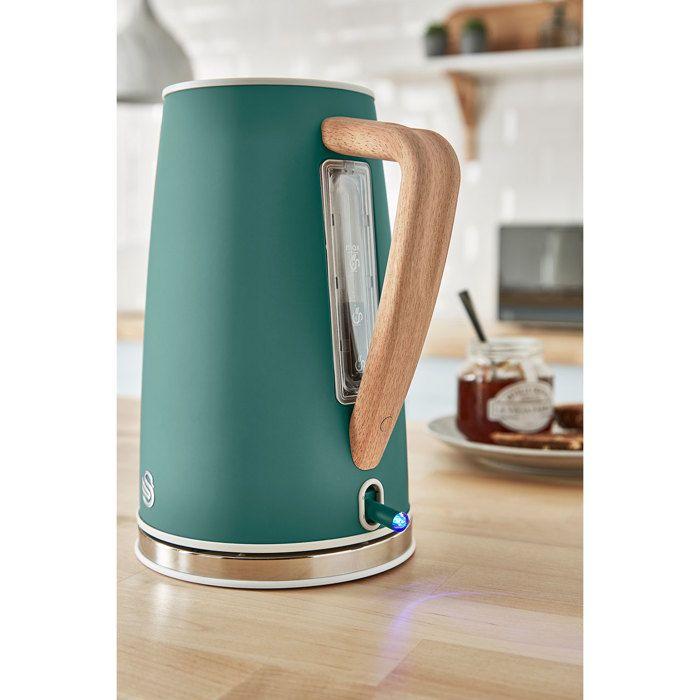 Set petit-déjeuner Bouilloire sans fil 1,7 L grille-pain 2 Nordic Blanc SWAN STP2090GRENEU Vert