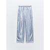 Za2024 Summer New Product Women's Clothes Fashion Elastic Waist Drawstring Wide Leg Aluminum Foil Casual Pants 8741038 406