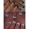 24 шт. Длинные белые накладные ногти формы "короткий стилет" для французского маникюра, Press On Nails, элегантный стиль для женщин, девушек, для повседневного ношения или вечеринок, принадлежности для маникюра