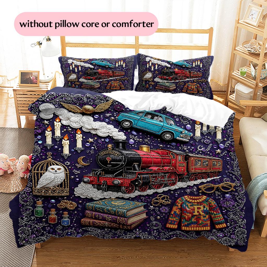 Diamond Embroidery Style Pattern Bedding Quilt Set Home Decoration Gift (1 * duvet cover + 2 * pillowcase without core)