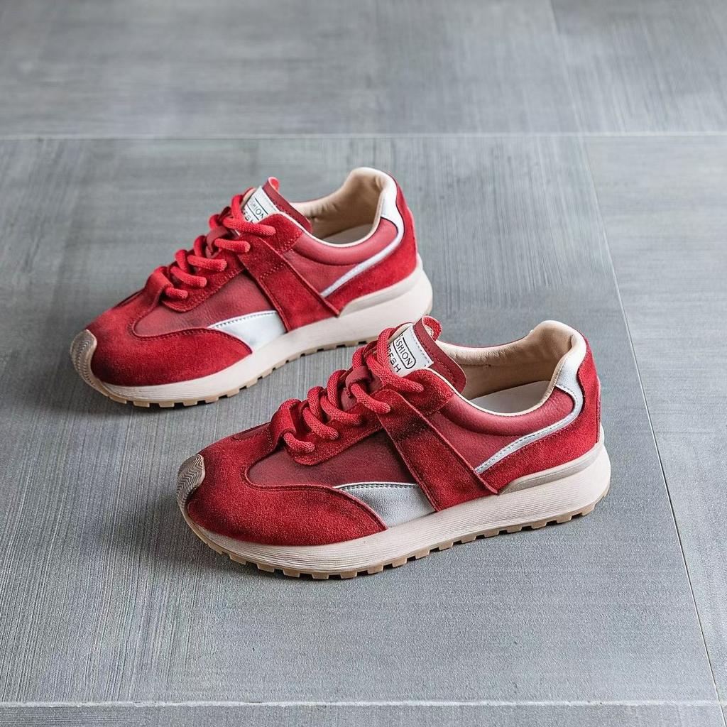 Кожаная сетка кроссовки Форрест Гамп женские 2025 новая осень дышащие ретро универсальные платформа повседневные спортивные вафли