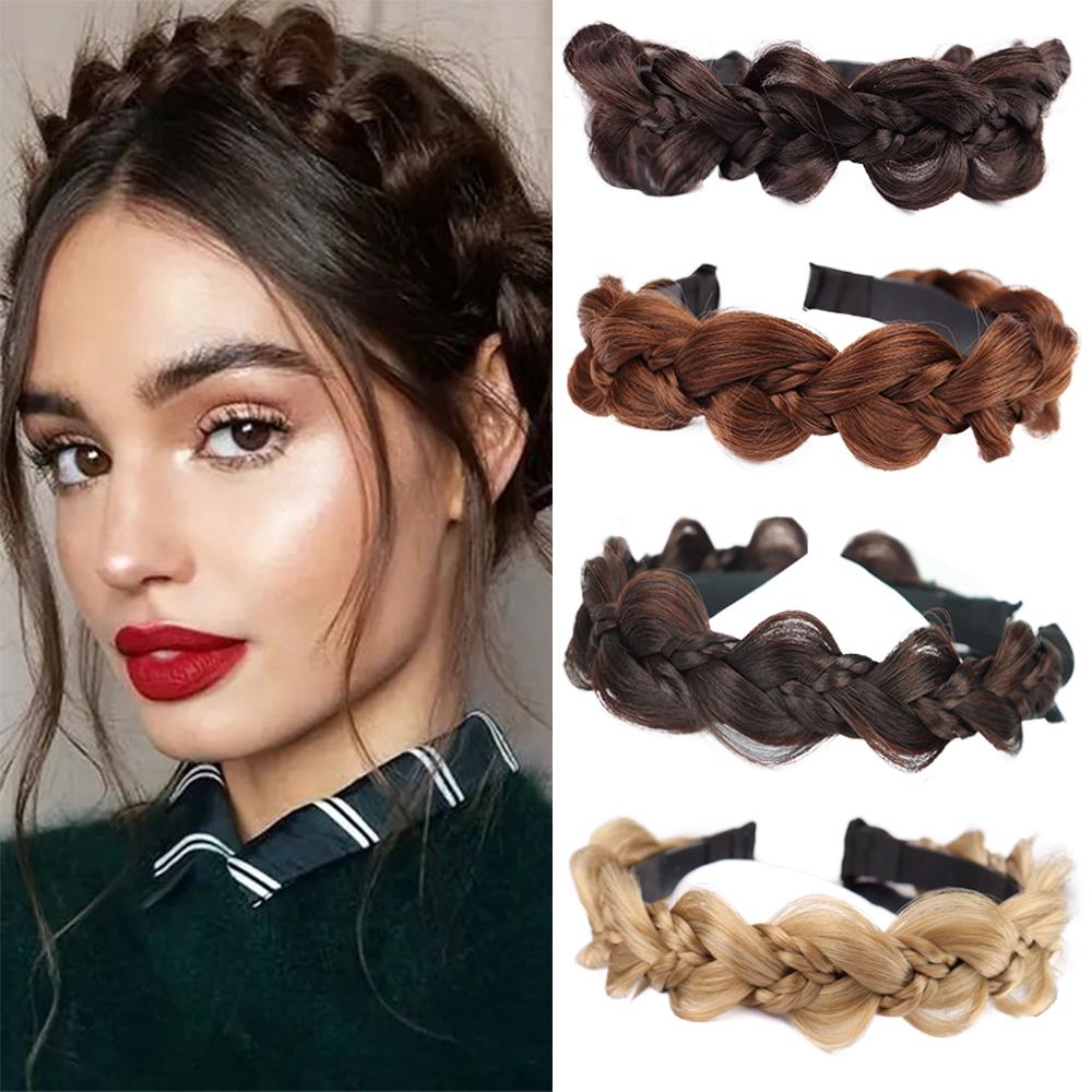 XINRAN Synthetic Fishbone Braid Wig Headband Twist Braid Hair Hoop Hair  Non-Slip Headband For Women Hairpiece Accessories