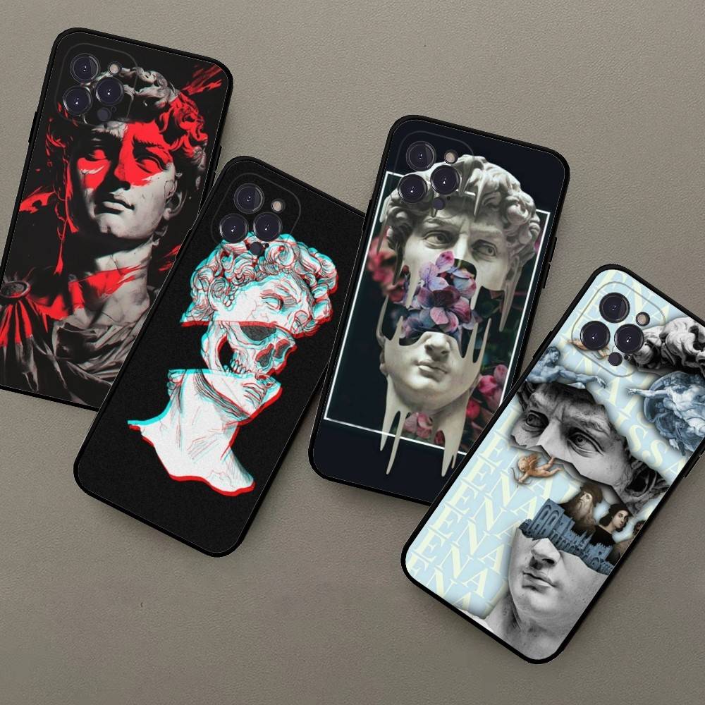 Скульптура Давида в бунтарском стиле Чехол для телефона для IPhone 16 15 14 13 12 Mini 11 Pro XS Max X XR SE 6 7 8 Plus Мягкий