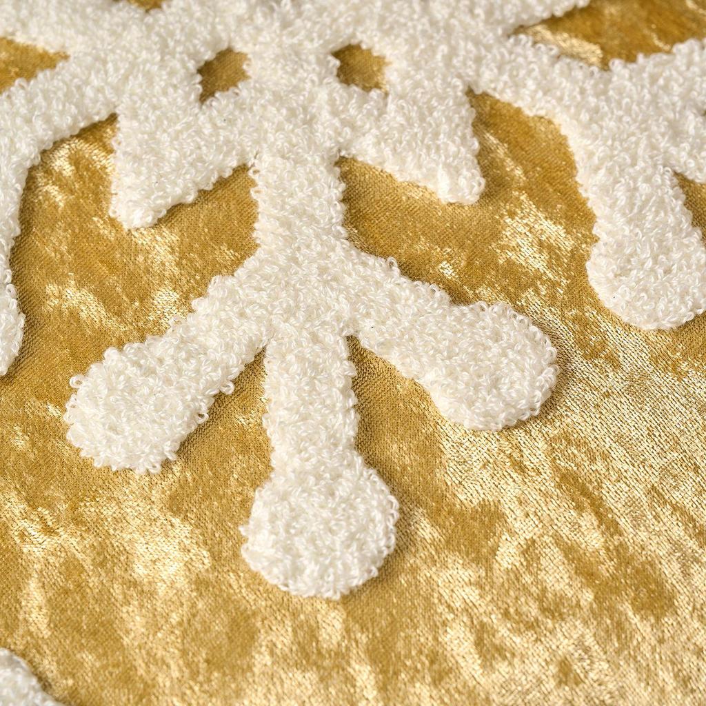 Gold Pillowcase with Reindeer and Snowflake Embroidery - Christmas Cushion Cover