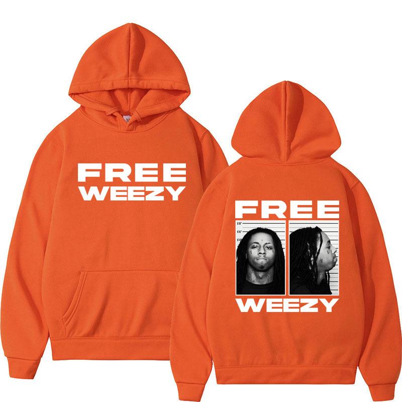 Худи с графикой рэпера Lil Wayne Free Weezy Хип-хоп Готическая одежда Мужская Женская Ретро Панк С длинным рукавом Оверсайз Пуловер