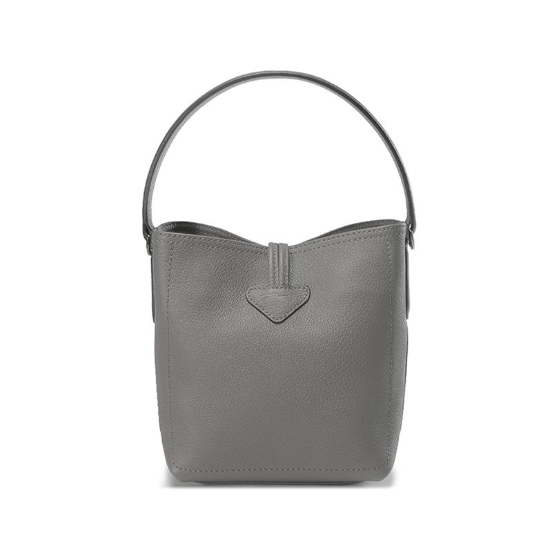 Longchamp Le Roseau Essential 17 Bamboo Buckle Leather Bucket Bag Mini Women bags Gray 10159968112