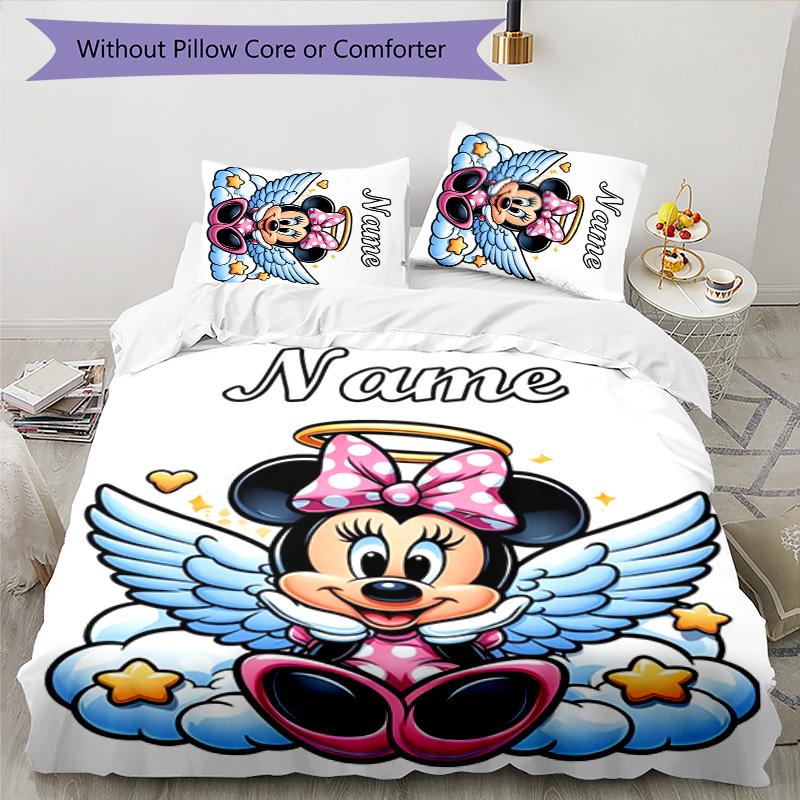 3pcs Minnie6 Cover Set - Personalized Name, HD Printed Bedding with 1 Cover and 2 Pillowcases - Perfect for Home Decor, Easy Care