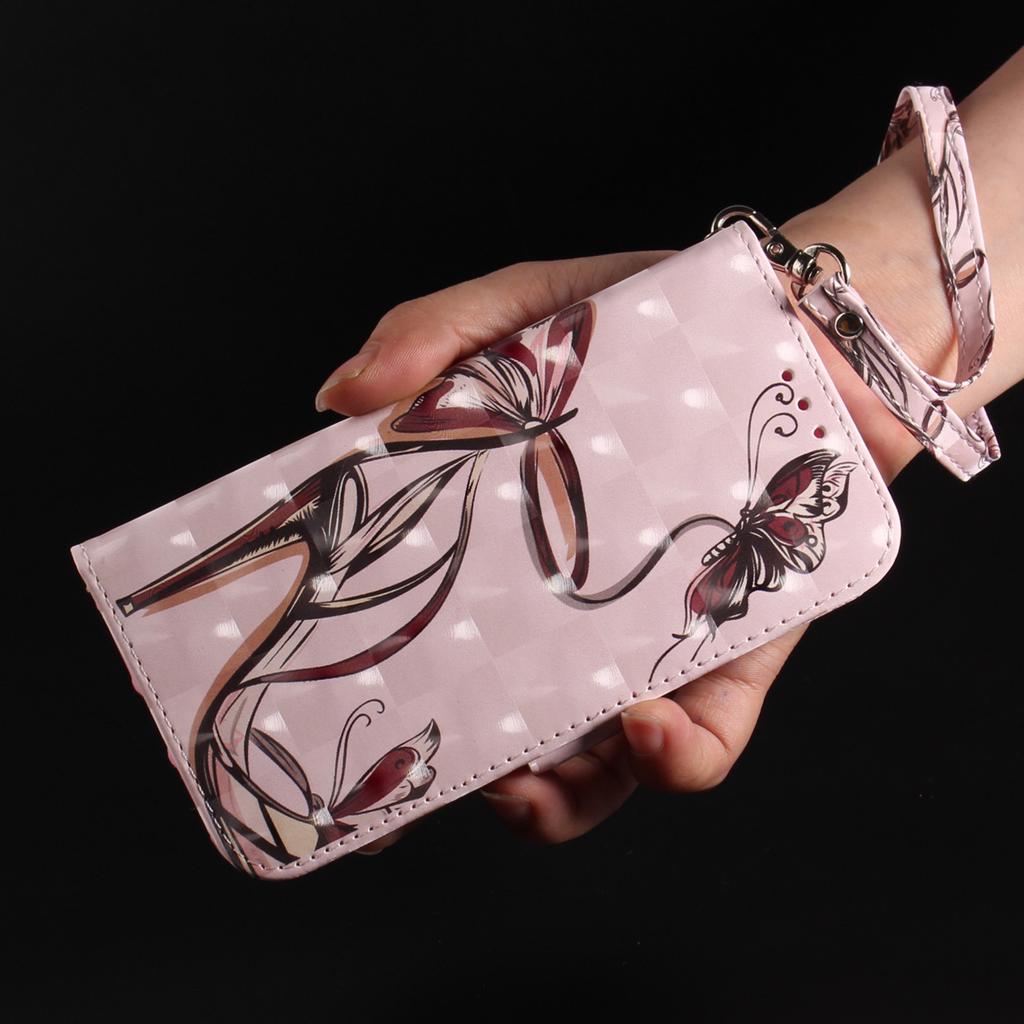 Кошелек из искусственной кожи с 3D-рисованием и бабочкой на высоких каблуках для iPhone Samsung Umidigi Infinix TECNO... Подходит для более чем 900 моделей телефонов