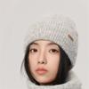 October siege knitted scarf women's autumn and winter hat women's new versatile solid color soft waxy warm containing wool two-piece set