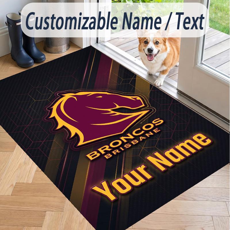 Custom Text Printed Rug Brisbane Broncos Non Slip Floor Carpet For Home Room Decor