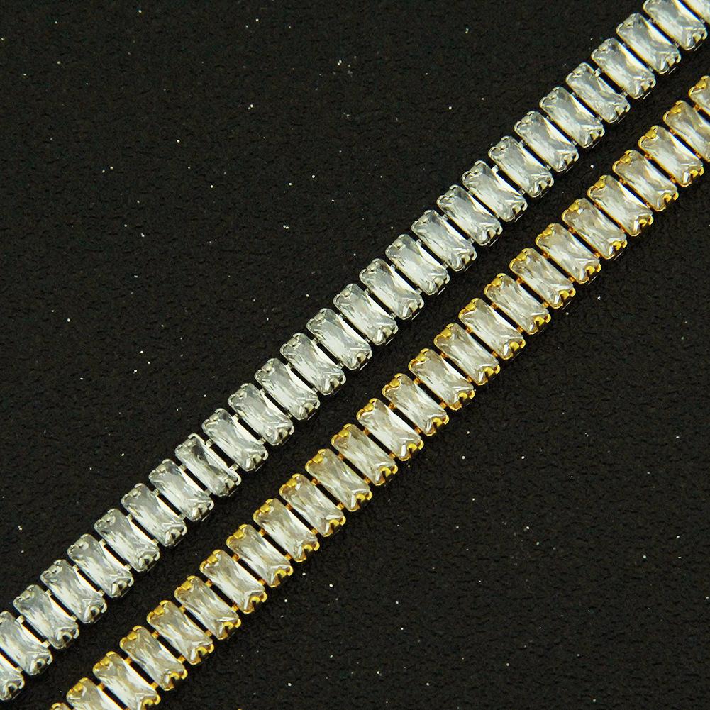 Men's brass inlaid zircon bracelet, simple strip zircon jewelry, bracelet jewelry.