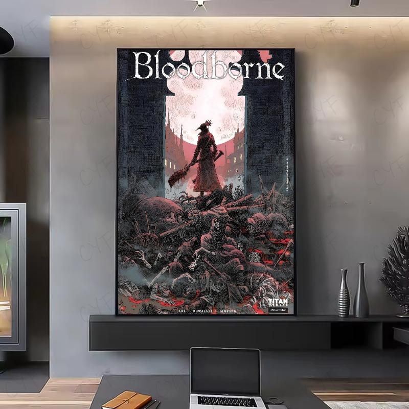 Dark Hunter B-Bloodborne Game Poster HD art самоклеящаяся водонепроницаемая стена для дома, гостиной, спальни, бара, эстетическое украшение
