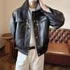 Men's Korean-Style Trendy Leather Motorcycle Jacket: Casual, Handsome, and Lightweight for Spring, Summer, and Autumn.